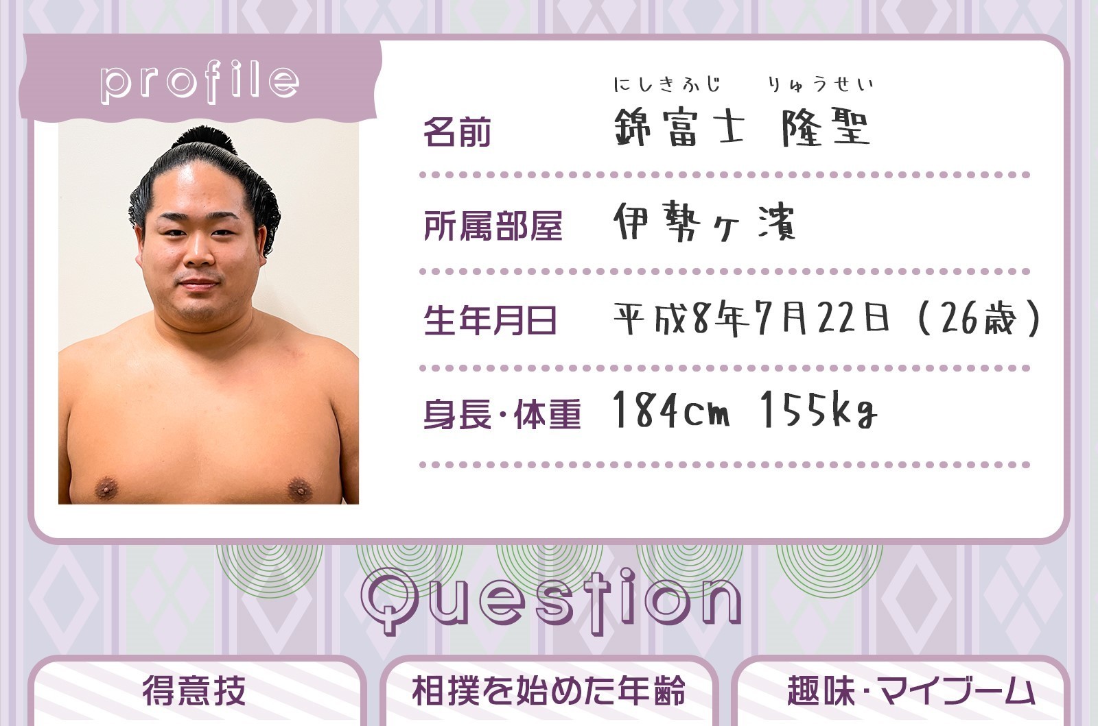 【新企画】せきとりプロフ帳!~錦富士~ | 大相撲公式ファンクラブ