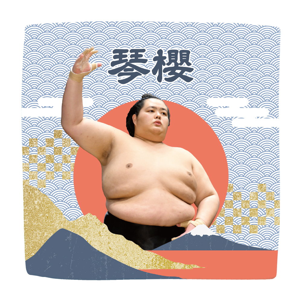 【応援グッズ】力士ハンカチ（青海波）